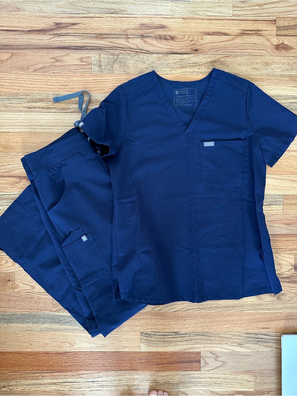 Figs Navy V-Neck Scrub Top